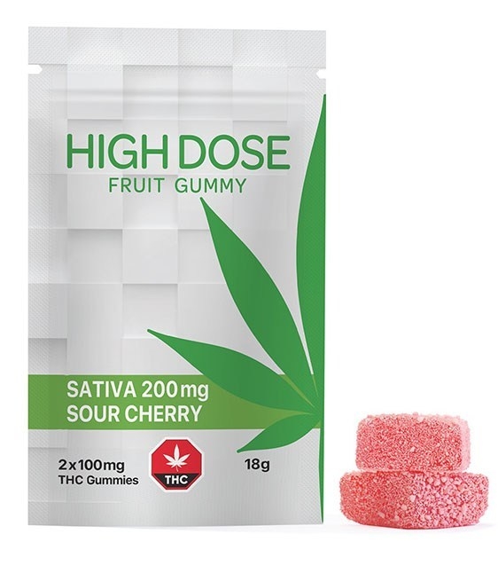 High Dose Fruit Gummy - Sour Cherry - 200mg THC (Sativa)